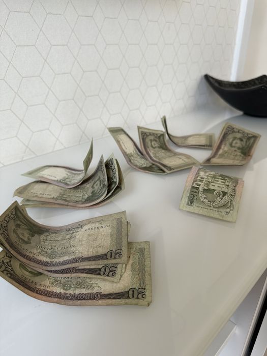 Escudos para colecao - 53 notas + moedas