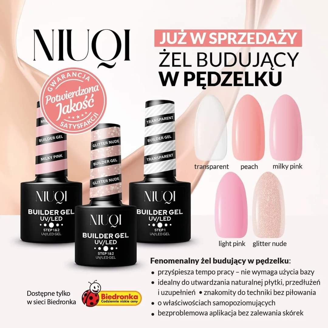 Wysyłka 1zł NiUQI Builder Żel hybrydowy Nowy żel w pędzelku