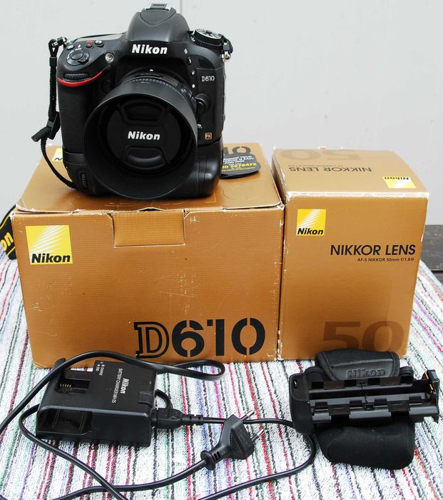 Nikon D-610 +AF-S 50/1,8G + MB-D14(MAŁY PRZEBIEG)