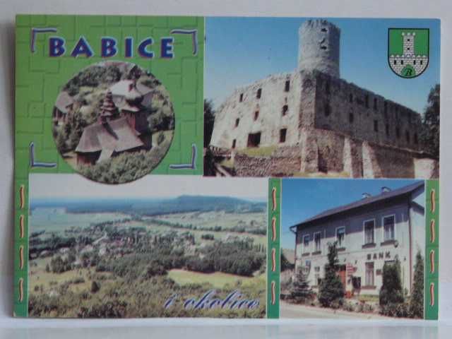 Widokówka Babice  skansen Wygiełzów  zamek Lipowiec