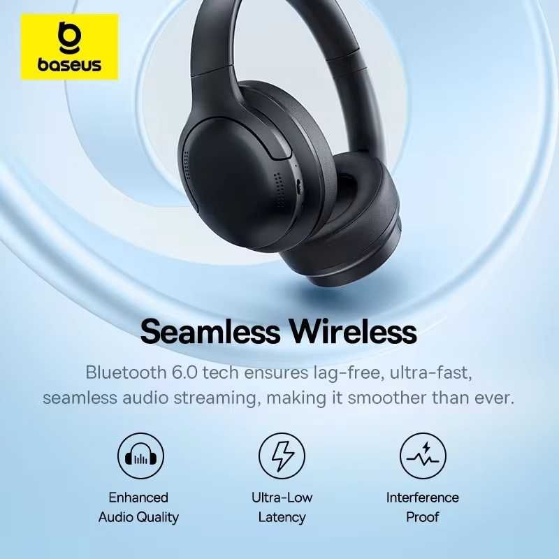 Baseus BH1 Lite — Bluetooth 6.0 ENC 80H Super Bass