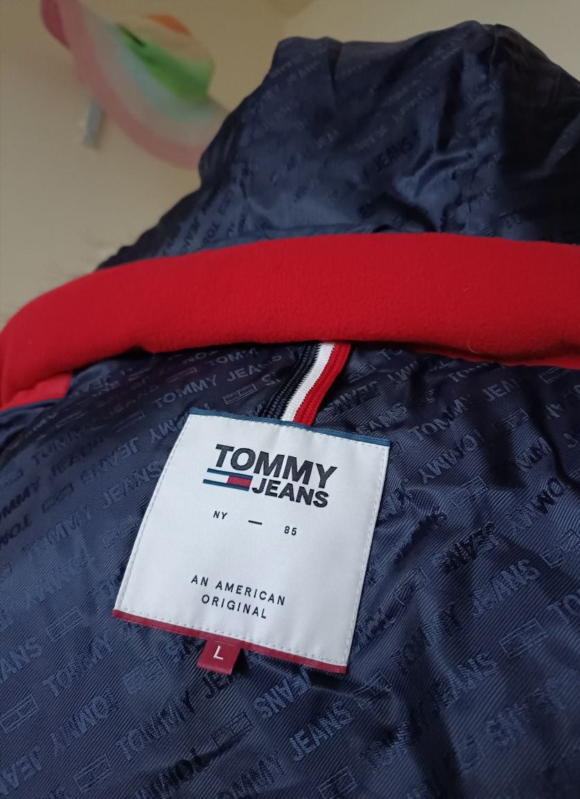 Tommy Hilfiger Jeans roz L Nowa damska kurtka ocieplana zimowa kaptur