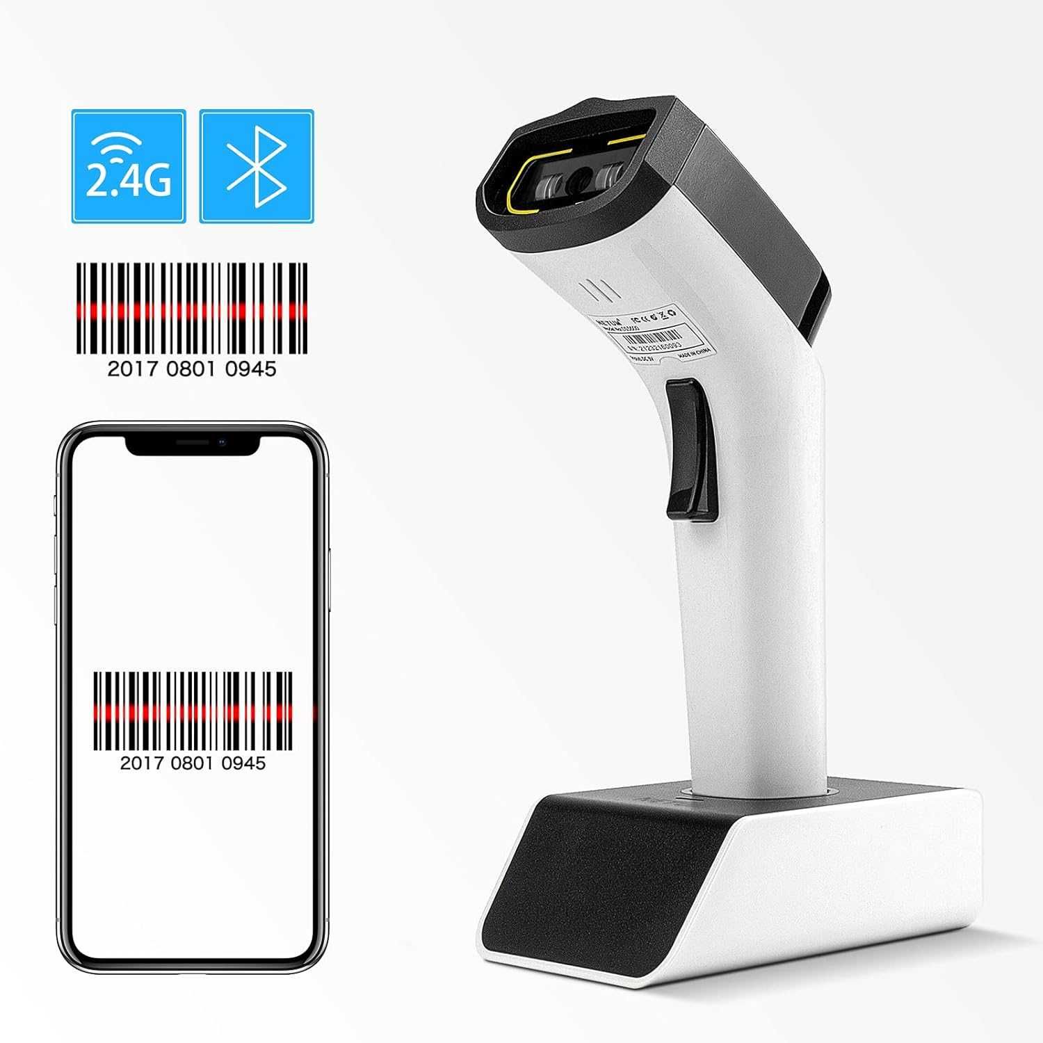 NETUM DS5000 Bluetooth CCD Skaner kodów kreskowych 1D z podstawą, 50 m