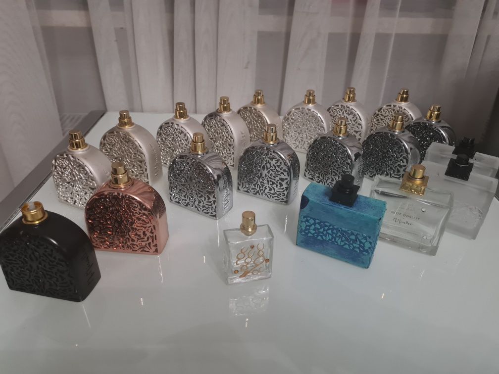 Zestaw 24 unikatowych flakonów po oryginalnych perfumach M Miccalef