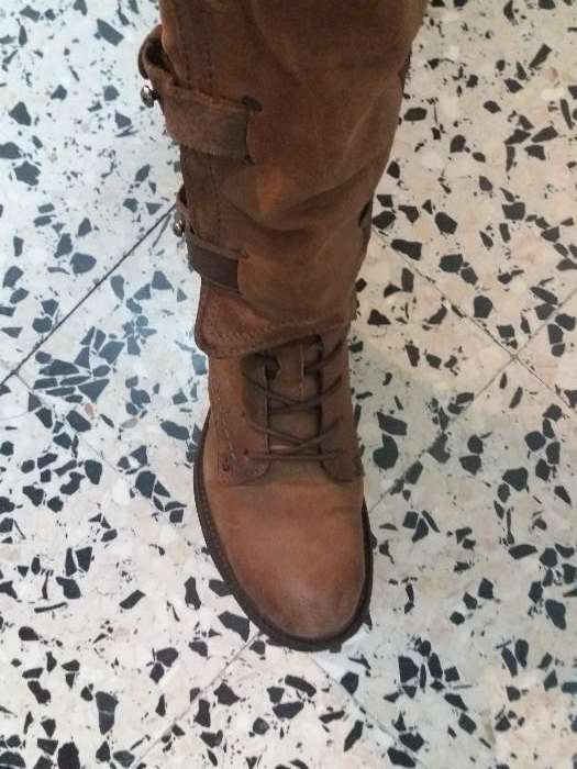 Botas de cano alto em PELE Air Step-baixa de preço