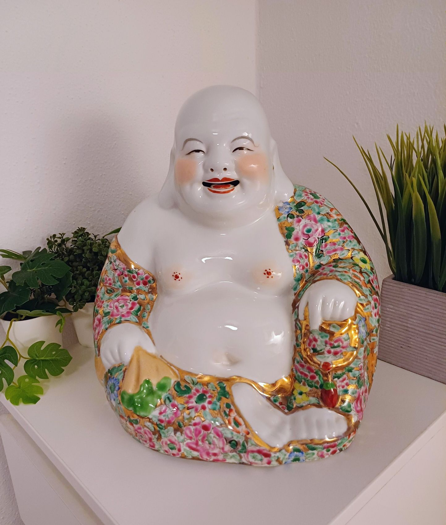 Buda Grande China Família Rosa Porcelana