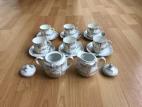Serviço chá café porcelana fina anos 60 oriental vintage nunca usado