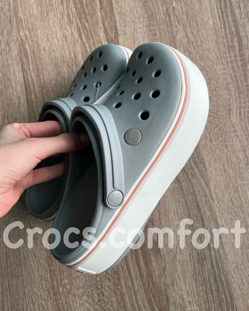 Крокси жіночі крокбенд платформ сірі, crocs crocband platform