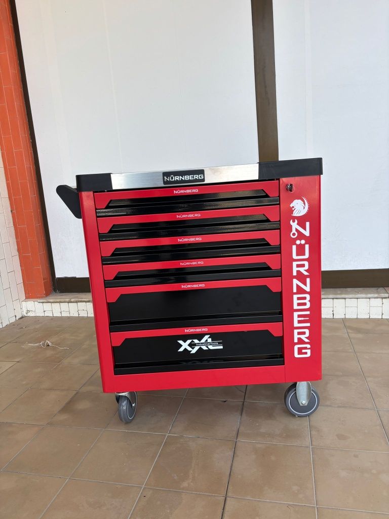 Carrinho de ferramentas com 6 gavetas 5 com ferramentas
