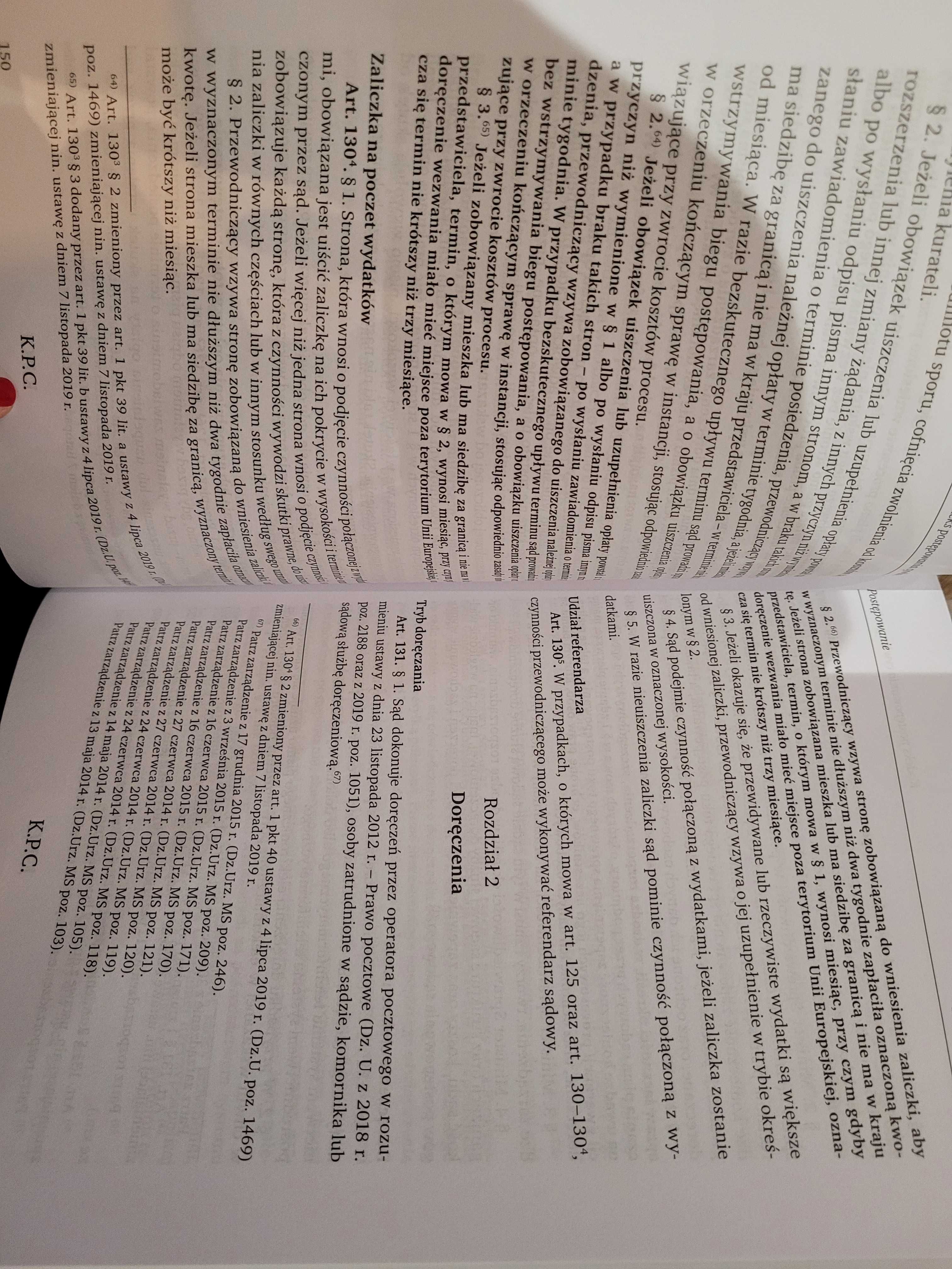 KPC Zestawienie zmian z datami wejścia w życie 2019