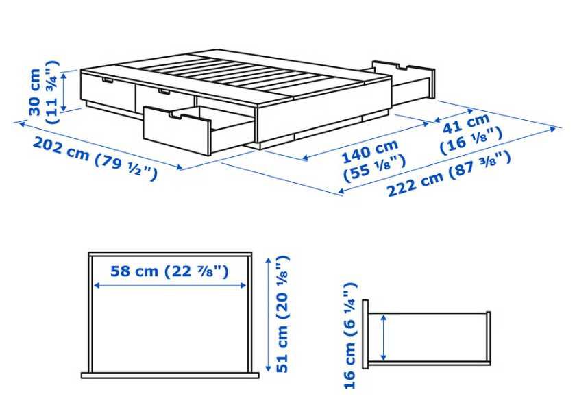 Cama de Casal 140X200 IKEA Branca com Gavetões e Colchão