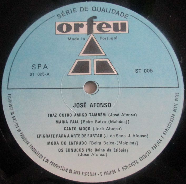 José Afonso	- - - - -		Traz Outro Amigo Também	- - - - -	LP