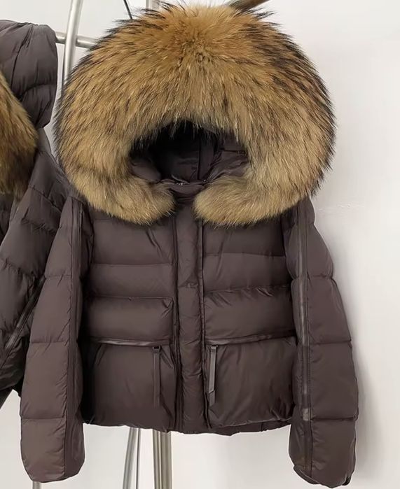 Пуховик, куртка жіноча з натуральним хутром