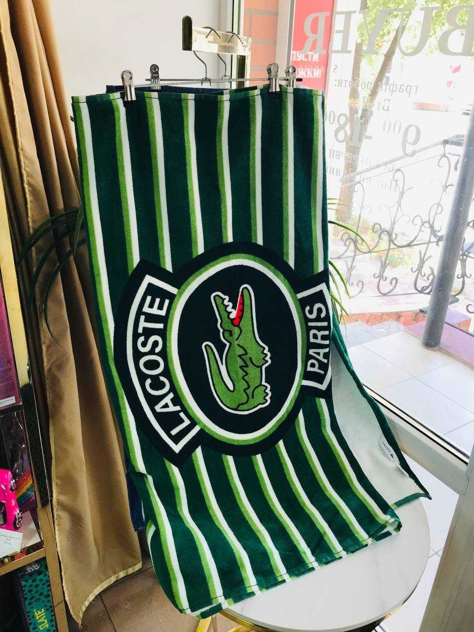 Рушник махровий пляжний великий 91см×182см lacoste ассорт