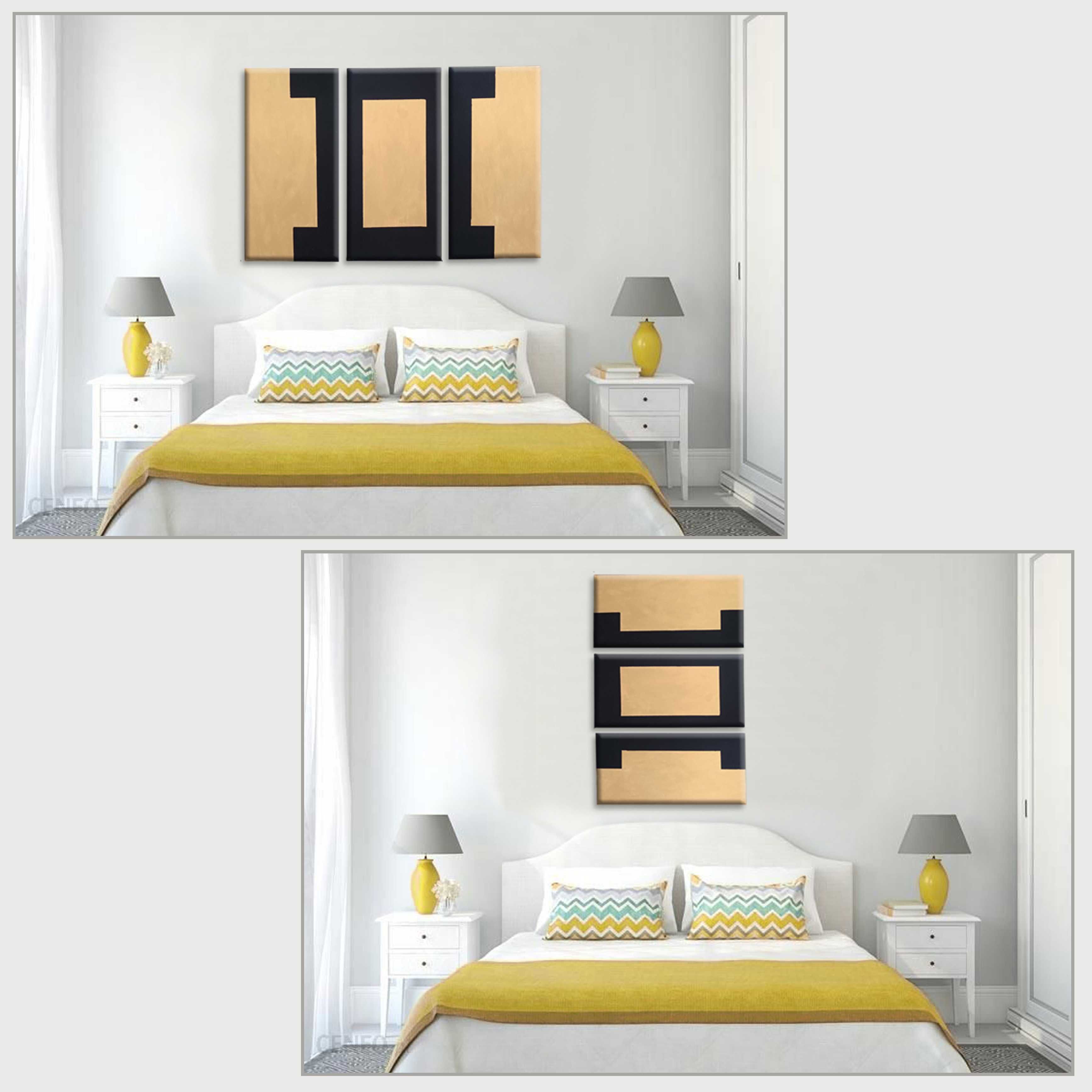 Obraz malowany ręcznie na płótnie – ABSTRAKCJA czarno-złoty – 90x60 cm