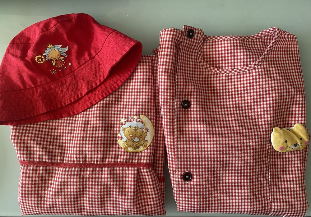 Bibe vermelho quadricula menino 5 anos