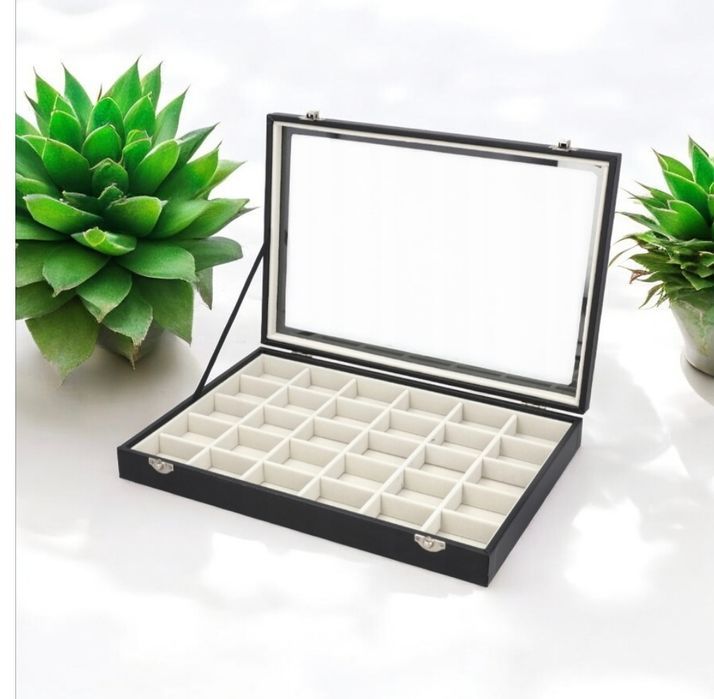 Nowa czarna szkatułka organizer na biżuterię bransoletki