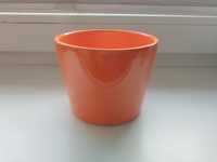 Pomarańczowa ceramiczna osłonka na doniczkę śr. 11 cm na prymulkę