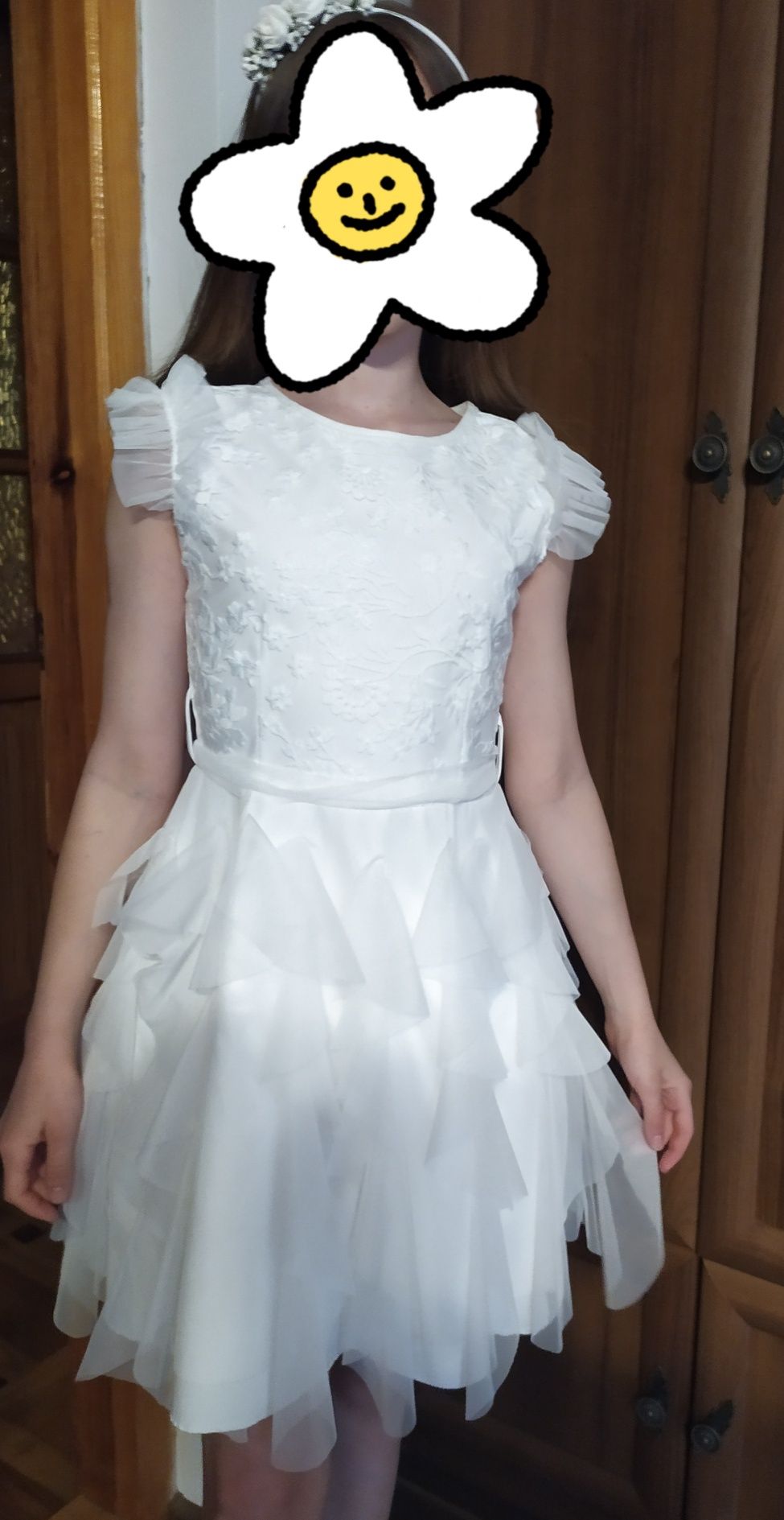 Piękna biała sukienka i opaska wesele komunia  i 146/152  rosantex