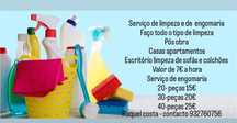 Serviço de limpeza e engomaria