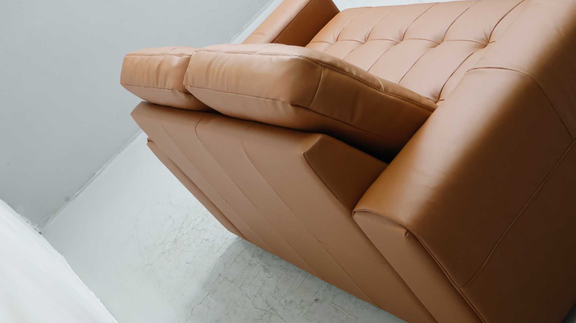 2 os sofa, kanapa, karmelowa SKÓRA naturalna 3999 skóra Madras brąz