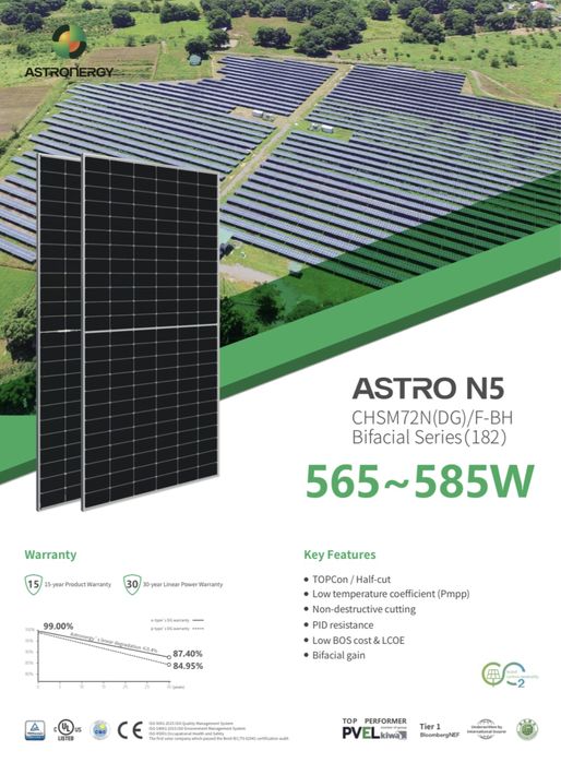 Сонячна панель Astronergy Astro N5 CHSM72N(DG)/F-BH 585 Вт