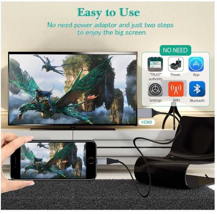 Kabel HDMI dla iPhone 2m 1080P HD