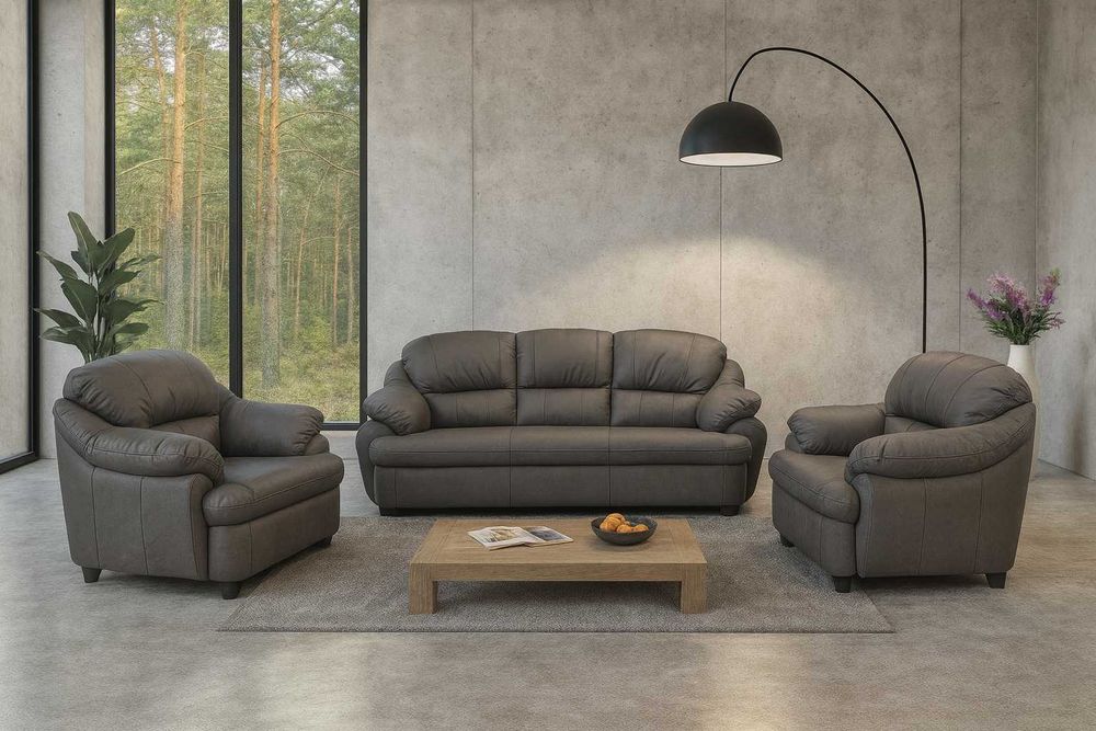 Tajfun - komplet wypoczynkowy, skóra naturalna 100% układ 3+1+1