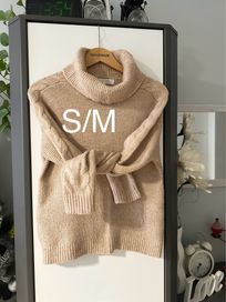 Sweter golf bezowy S/M, Primark, batdzo ciepły, miesisty