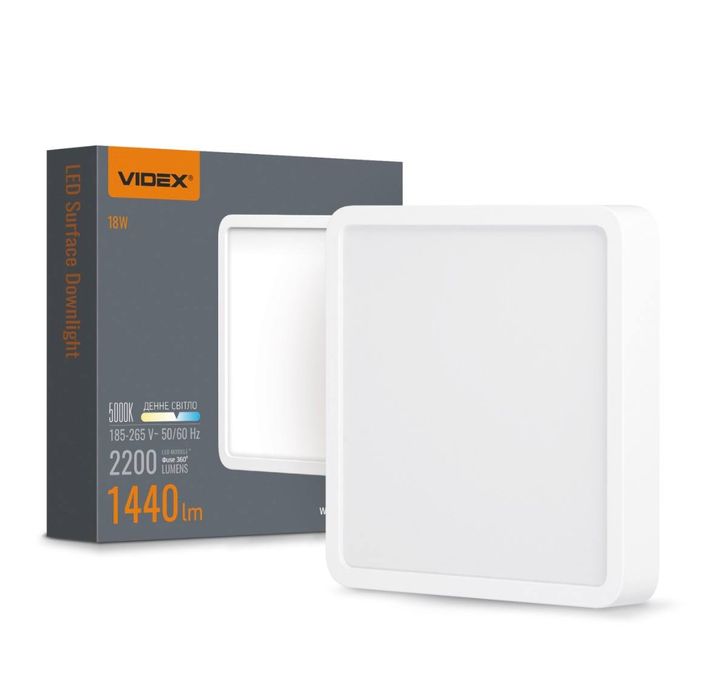 Світильник накладний квадрат VIDEX 18W 5000K