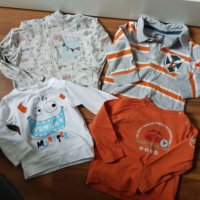 Zestaw komplet 4szt bluzki bluza długi rękaw 74 80 h&m coccodrillo