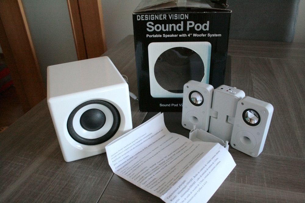 Colunas Sound Pod Designer Vision com subwoofer para ipod, iphone, mp3