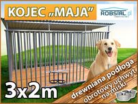 Kojec dla psa 3x2 MAJA drewniana podłoga miski konstrukcja ocynkowana