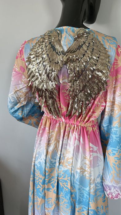 Damski szlafrok plażowy kimono długie kolorowe narzutka