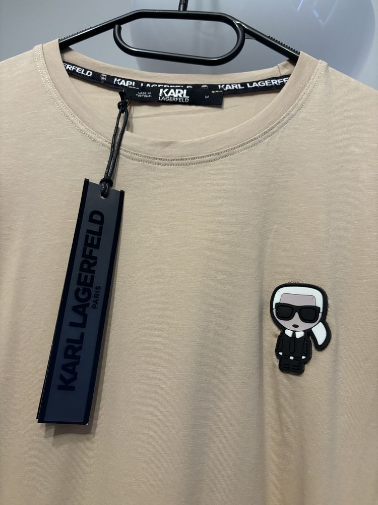 Koszulka T-shirt Karl Lagerfeld M beżowa bluzka