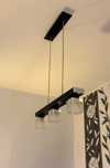 Lampa sufitowa wisząca szkło drewno