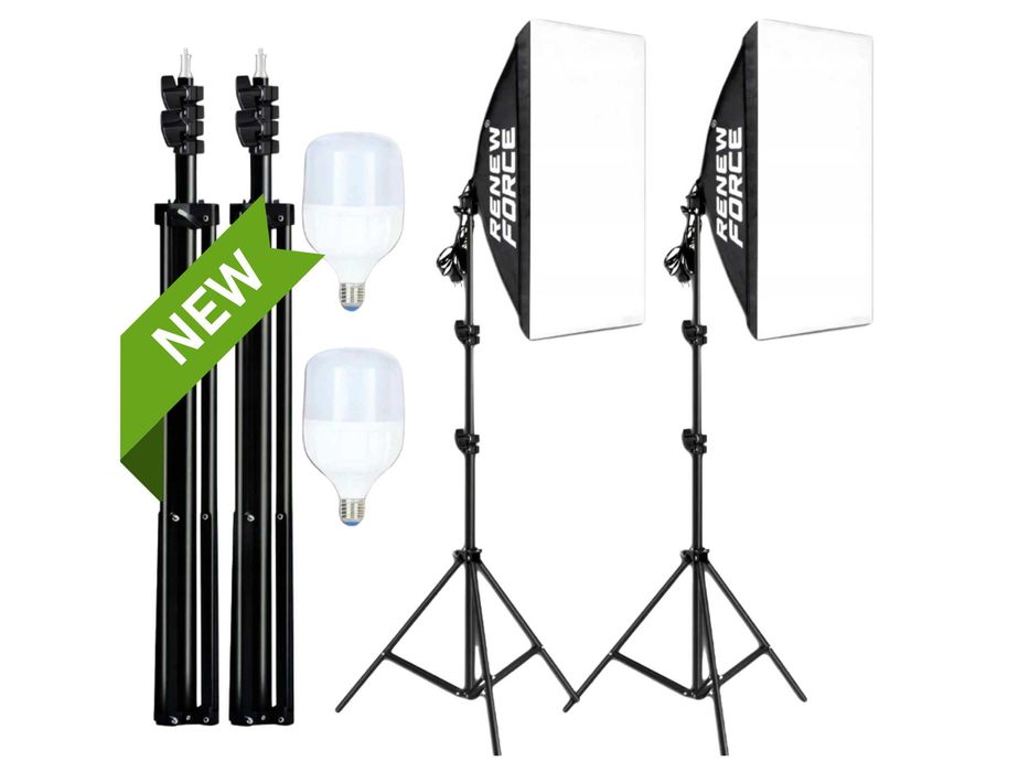 WYPRZEDAŻ 2x LAMPY STUDYJNE Softbox Fotograficzne 50x70 Lampa Do Zdjęć