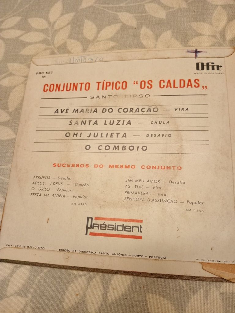 Vinil 7 'pol Conjunto típico das Caldas