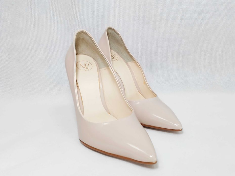 Szpilki  nude włoskie buty na obcasie w szpic MPS 38 24,5 cm BD0121