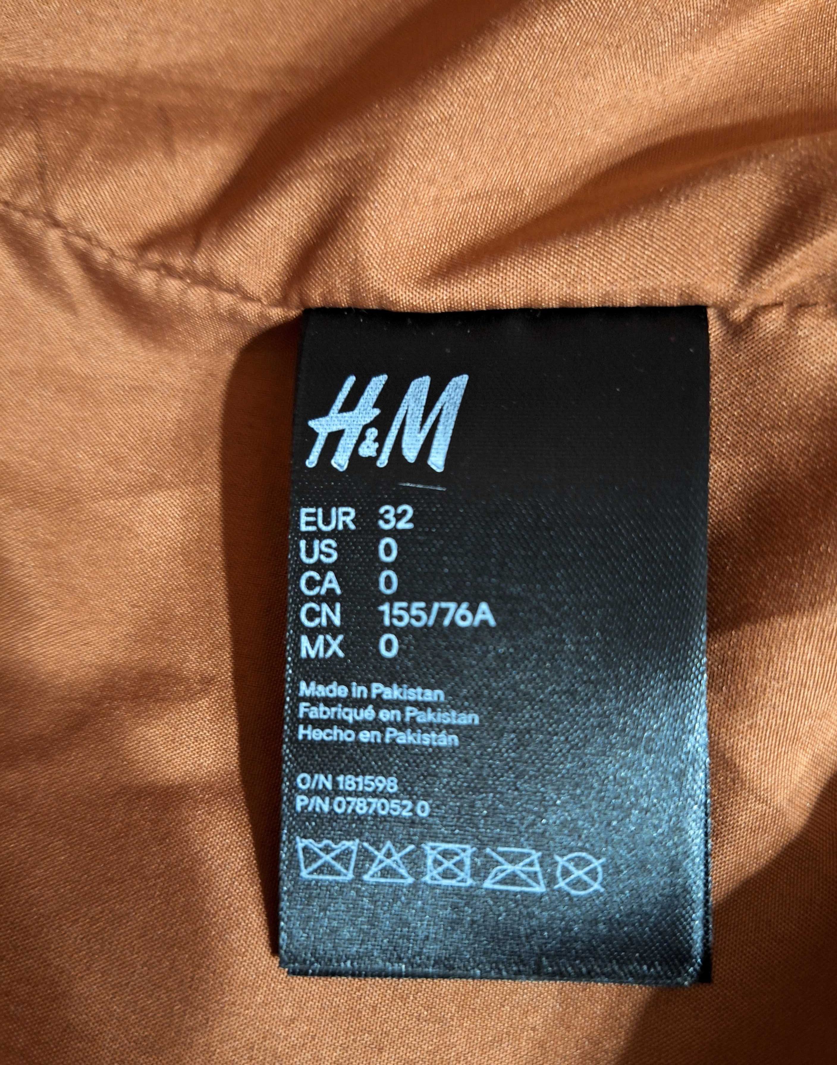 Karmelowa brązowa kurtka zamszowa biker ramoneska H&M skóra koźlęca