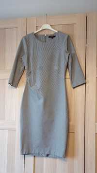 Next Tailoring ołówkowa sukienka biurowa, szara w drobną pepitkę r.38