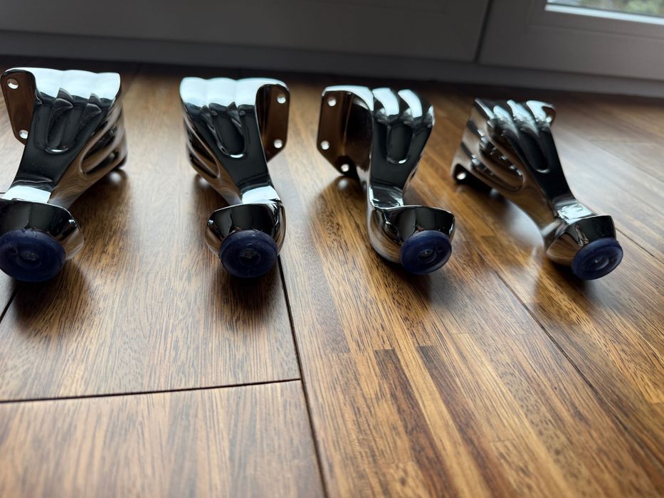 4 NÓŻKI Meblowe 140 mm Metalowe do Mebli Retro Chrom Połysk