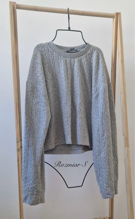 Szary sweter Zara rozmiar S - oversize, fakturowany splot