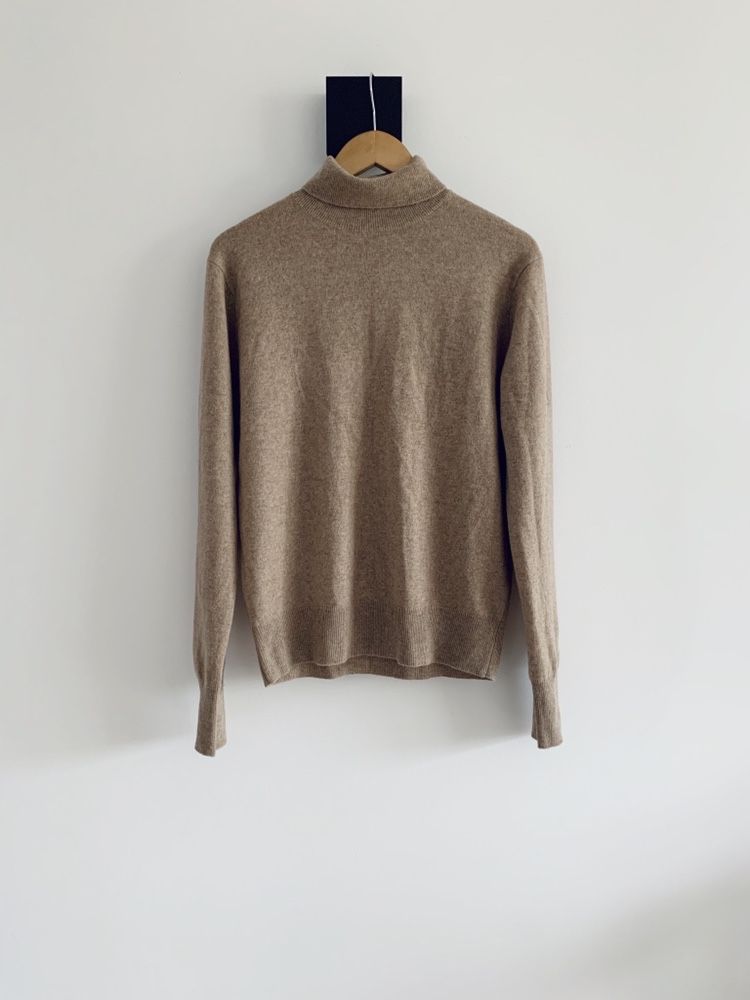 Sweter golf beżowy taupe basic asos white beige