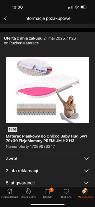 Kołyska, dostawka z bardzo dobrym materacykiem