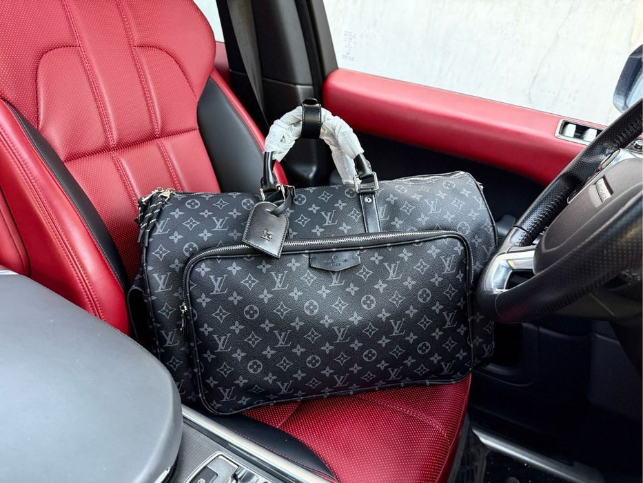 Louis Vuitton Keepall сумка мужская унисекс черная оригинал кожаная