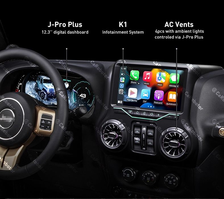 Jeep Wrangler JK LED приборная панель, магнитола, камера, вент. Решетк