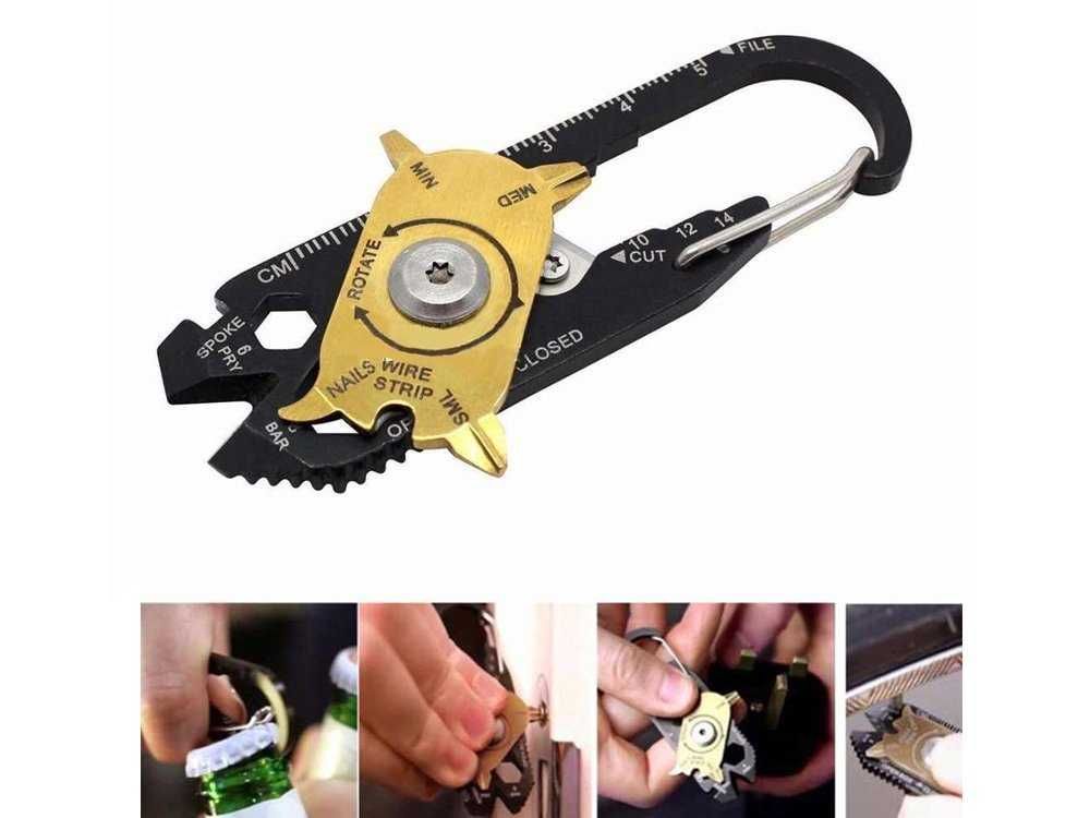 Brelok karabińczyk nóż multitool przeżycia 20w1