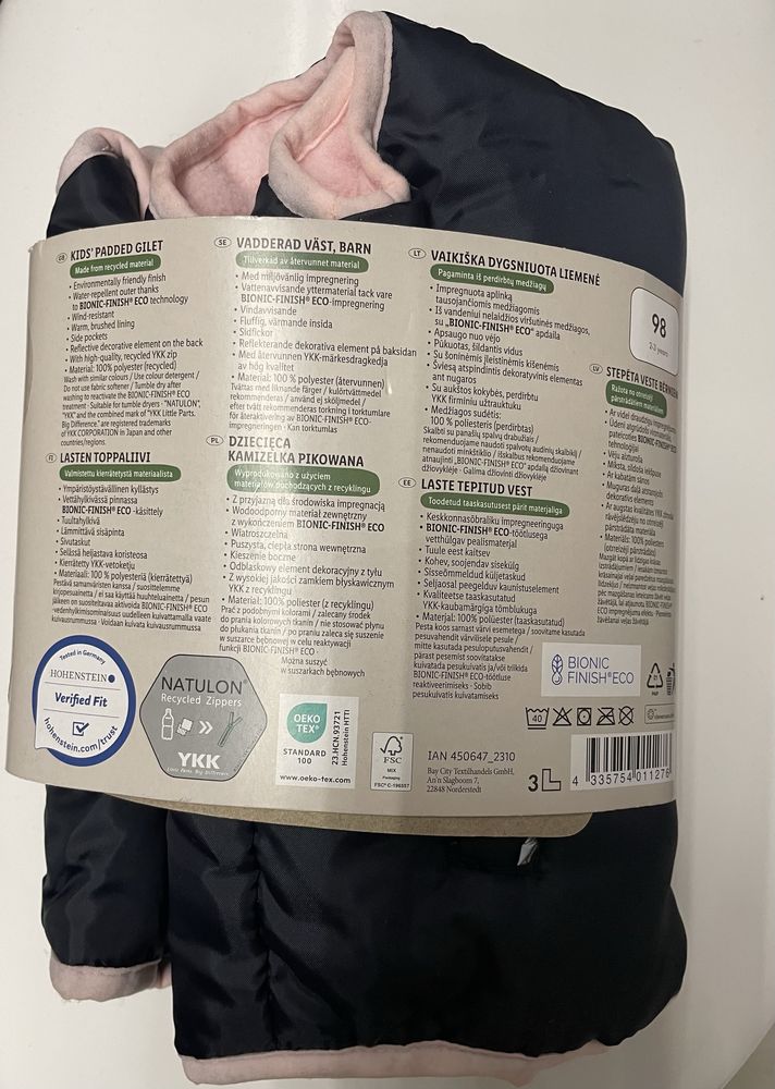 Kamizelka dziecięca pikowana 98 cm, 2-3 lata