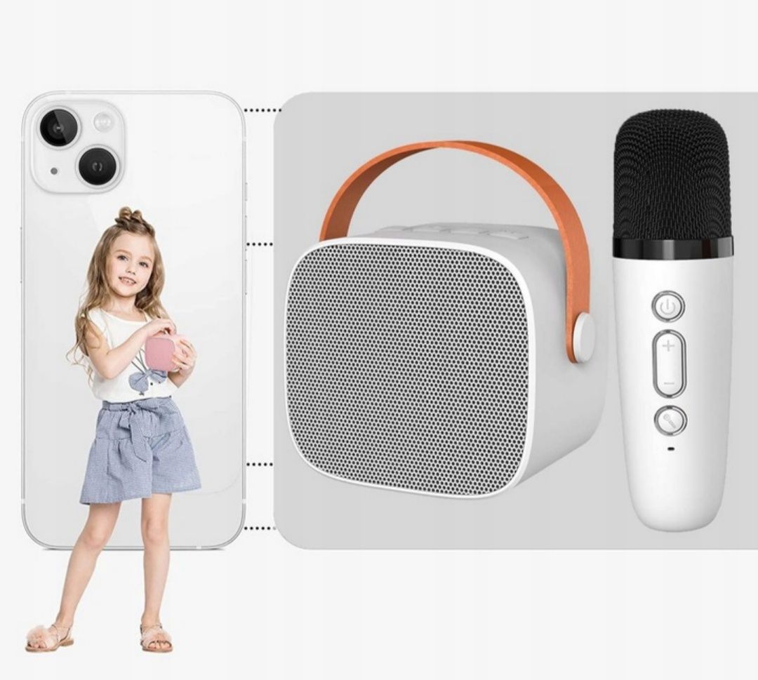 Głośnik bezprzewodowy przenośny 2w1 LED USB mikrofon karaoke bluetooth